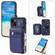 iPhone 14 Zipper Card Slots RFID Phone Case - Blue