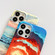 iPhone 14 Pro Max 2 in 1 Detachable Oil Painting Sea Pattern Phone Case - Red