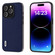 iPhone 14 Pro Max ABEEL Black Edge Genuine Leather Mino Phone Case - Royal Blue