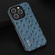 iPhone 14 Pro Max ABEEL Genuine Leather Ostrich Texture Phone Case - Blue