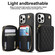 iPhone 14 Pro Max AwQuer Crossbody Zipper Wallet Rhombic Leather Back Phone Case - Black