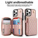 iPhone 14 Pro Max AwQuer Crossbody Zipper Wallet Rhombic Leather Back Phone Case - Rose Gold