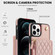 iPhone 14 Pro Max AwQuer Crossbody Zipper Wallet Rhombic Leather Back Phone Case - Rose Gold