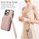 iPhone 14 Pro Max AwQuer Crossbody Zipper Wallet Rhombic Leather Back Phone Case - Rose Gold