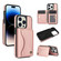 iPhone 14 Pro Max AwQuer Horizontal Flip Card Bag Holder Leather Phone Case - Rose Gold