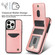 iPhone 14 Pro Max AwQuer Vertical Flip Card Bag Holder Leather Phone Case - Rose Gold