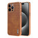 iPhone 14 Pro Max AZNS Electroplated Frame Crocodile Texture Full Coverage Phone Case - Brown