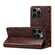 iPhone 14 Pro Max Baroque Simple Flip Leather Phone Case - Dark Brown