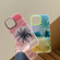 iPhone 14 Pro Max Beach Coconut Dual-side Laminating Laser Frosted Phone Case - Green Yellow