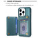 iPhone 14 Pro Max BF25 Square Plaid Card Bag Holder Phone Case - Green