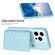 iPhone 14 Pro Max BF26 Wave Pattern Card Bag Holder Phone Case - Blue