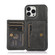 iPhone 14 Pro Max Calf Texture Magnetic Card Bag Case - Black