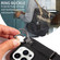 iPhone 14 Pro Max Calf Texture Wrist Card Slot Ring Phone Case - Black