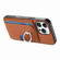 iPhone 14 Pro Max Carbon Fiber Ring Side Insert Card Bag MagSafe Phone Case - Brown