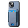 iPhone 14 Pro Max Carbon Fiber Vertical Flip Wallet Stand Phone Case - Blue