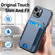 iPhone 14 Pro Max Carbon Fiber Vertical Flip Wallet Stand Phone Case - Blue