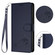 iPhone 14 Pro Max Cat Rat Embossed Pattern RFID PU Phone Case with Wrist Strap - Blue