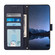 iPhone 14 Pro Max Cat Rat Embossed Pattern RFID PU Phone Case with Wrist Strap - Blue