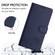 iPhone 14 Pro Max Cat Rat Embossed Pattern RFID PU Phone Case with Wrist Strap - Blue