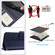 iPhone 14 Pro Max Cat Rat Embossed Pattern RFID PU Phone Case with Wrist Strap - Blue