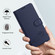 iPhone 14 Pro Max Cat Rat Embossed Pattern RFID PU Phone Case with Wrist Strap - Blue
