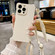 iPhone 14 Pro Max Crossbody Liquid TPU Four Corner Shockproof Phone Case - White
