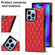 iPhone 14 Pro Max Crossbody Rhombic Microfiber Leather Phone Case - Red