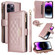 iPhone 14 Pro Max Crossbody Zipper Wallet Rhombus Leather Phone Case - Rose Gold