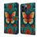 iPhone 14 Pro Max Crystal Painted Leather Phone case - Flower Butterfly