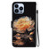 iPhone 14 Pro Max Crystal Texture Colored Drawing Leather Phone Case - Gold Peony