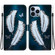 iPhone 14 Pro Max Crystal Texture Colored Drawing Leather Phone Case - White Butterfly Feathers