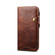iPhone 14 Pro Max Denior Oil Wax Cowhide Magnetic Button Genuine Leather Case - Brown