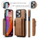 iPhone 14 Pro Max DG.MING M5 Series Zip RFID Multi Card Detachable Leather Phone Case - Brown