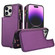 iPhone 14 Pro Max Double Flap Zipper RFID Leather Phone Case with Short Lanyard - Dark Purple