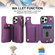iPhone 14 Pro Max Double Flap Zipper RFID Leather Phone Case with Short Lanyard - Dark Purple