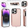 iPhone 14 Pro Max Double Flap Zipper RFID Leather Phone Case with Short Lanyard - Rose Gold