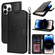 iPhone 14 Pro Max Double Fold Printed Embossing Leather Phone Case - Black