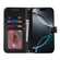 iPhone 14 Pro Max Double Fold Printed Embossing Leather Phone Case - Black