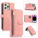 iPhone 14 Pro Max Dream 9-Card Wallet Zipper Bag Leather Phone Case - Pink