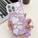 iPhone 14 Pro Max Electroplating Flowers Plants Texture Wristband TPU Phone Case - Pale Purple FlowerFL11