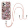 iPhone 14 Pro Max Electroplating Pattern IMD TPU Shockproof Case with Neck Lanyard - Pink Scales