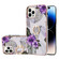 iPhone 14 Pro Max Electroplating Pattern IMD TPU Shockproof Case with Rhinestone Ring Holder - Purple Flower