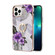 iPhone 14 Pro Max Electroplating Pattern IMD TPU Shockproof Case with Rhinestone Ring Holder - Purple Flower