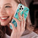 iPhone 14 Pro Max Electroplating Splicing Marble Pattern Dual-side IMD TPU Shockproof Case with Ring Holder - Blue