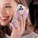 iPhone 14 Pro Max Electroplating Splicing Marble Pattern Dual-side IMD TPU Shockproof Case with Ring Holder - Light Purple