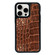 iPhone 14 Pro Max Exclusive Design Style PC Full Coverage Pattern Phone Case - Brown Crocodile Texture