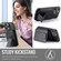 iPhone 14 Pro Max Fierre Shann Oil Wax Cow Leather Card Holder Back Phone Case - Black