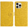 iPhone 14 Pro Max Floral Embossed Pattern Leather Phone Case - Yellow