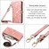 iPhone 14 Pro Max Geometric Zipper Wallet Side Buckle Leather Phone Case with Crossbody Lanyard - Pink