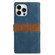 iPhone 14 Pro Max Grid Stitching Leather Phone Case with Lanyard - Blue